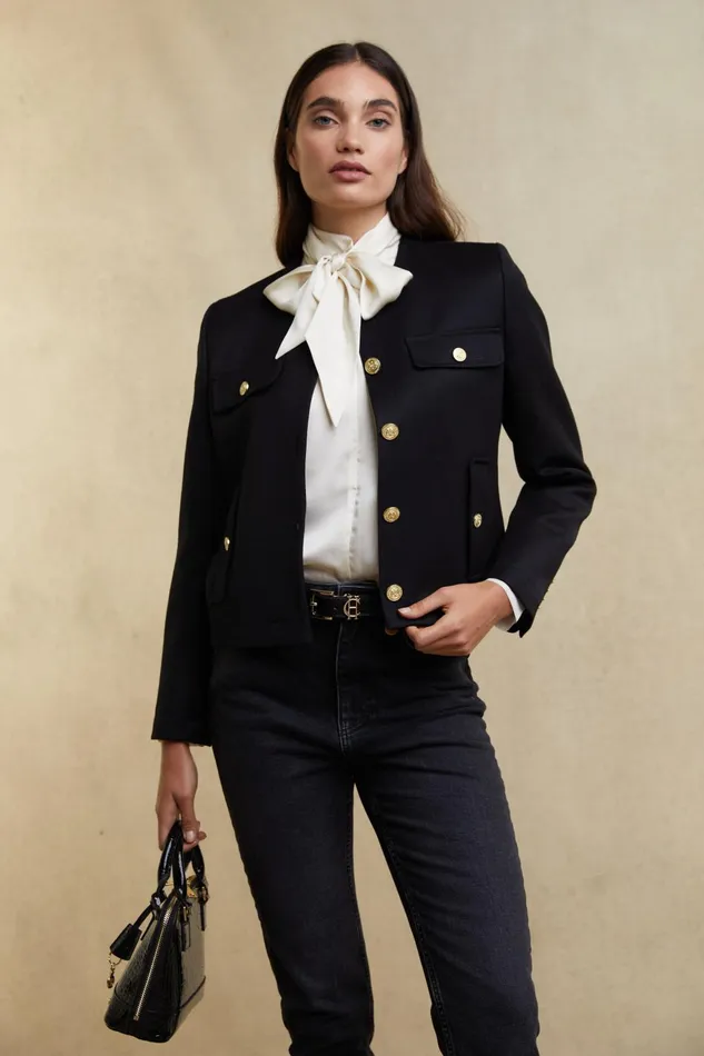 Holland Cooper Jackets Women Chelsea Jacket Black Twill Holland Cooper Jackets Women Chelsea Jacket Black Twill