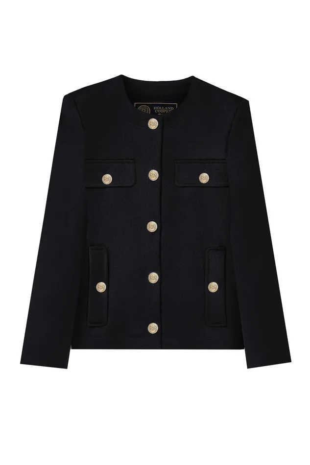 Holland Cooper Jackets Women Chelsea Jacket Black Twill Holland Cooper Jackets Women Chelsea Jacket Black Twill