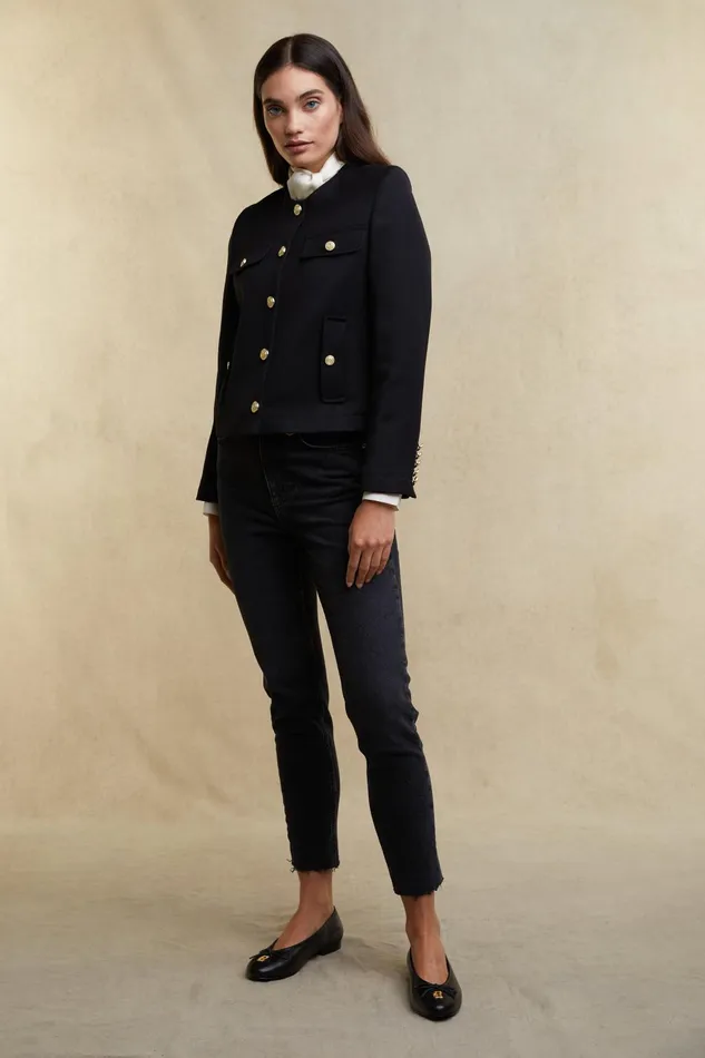 Holland Cooper Jackets Women Chelsea Jacket Black Twill Holland Cooper Jackets Women Chelsea Jacket Black Twill