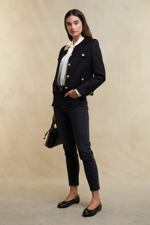 Holland Cooper Jackets Women Chelsea Jacket Black Twill Holland Cooper Jackets Women Chelsea Jacket Black Twill