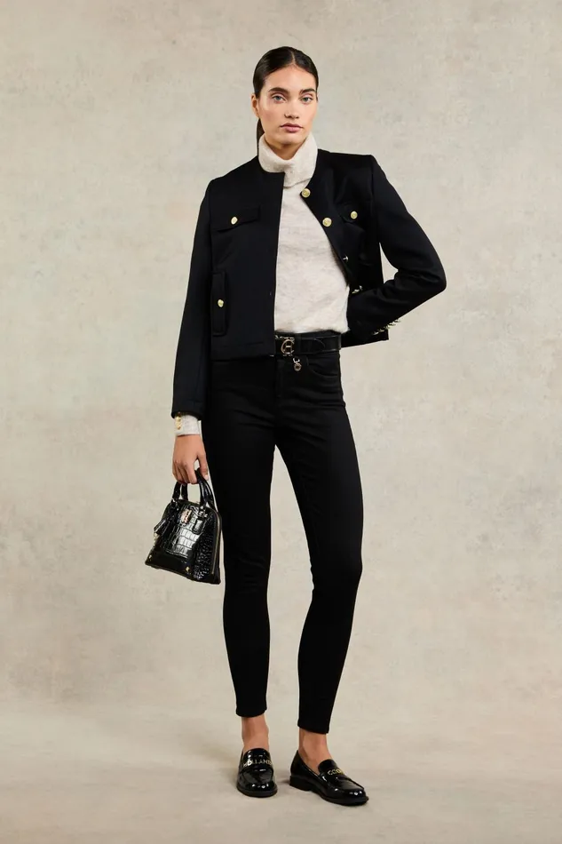 Holland Cooper Jackets Women Chelsea Jacket Black Twill Holland Cooper Jackets Women Chelsea Jacket Black Twill