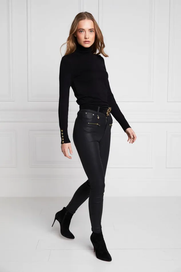 Holland Cooper Jeans Women Coated Jodhpur Jean Black Holland Cooper Jeans Women Coated Jodhpur Jean Black
