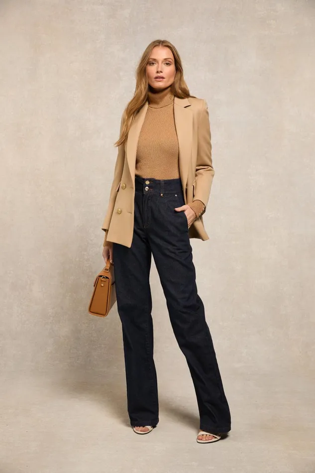 Holland Cooper Jeans Women Tailored Wide Leg Jean Deep Indigo