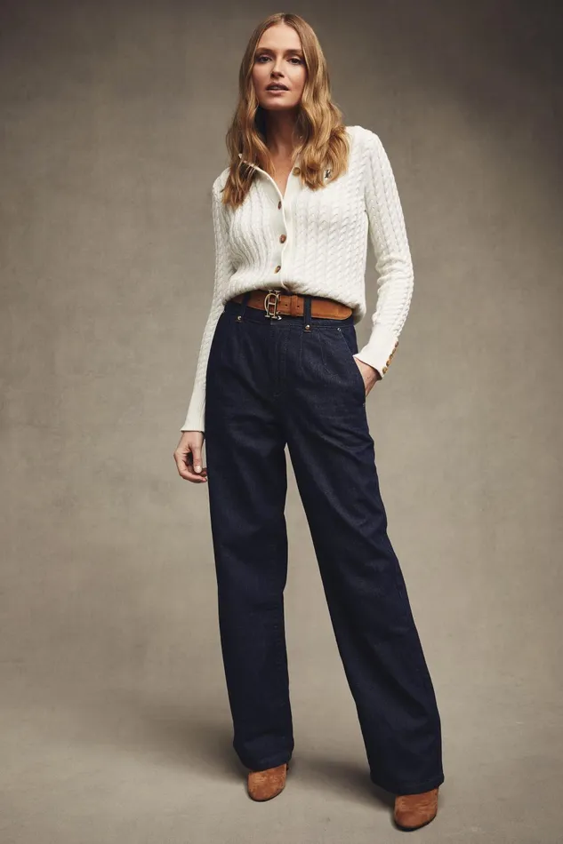 Holland Cooper Jeans Women Tailored Wide Leg Jean Deep Indigo