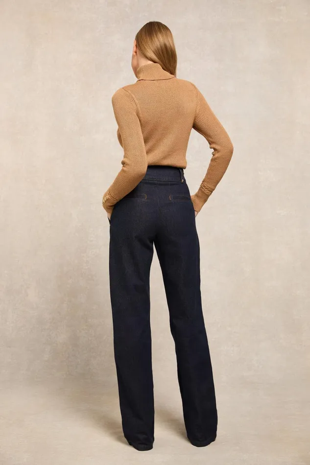 Holland Cooper Jeans Women Tailored Wide Leg Jean Deep Indigo