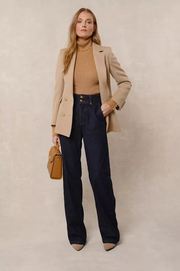 Holland Cooper Jeans Women Tailored Wide Leg Jean Deep Indigo