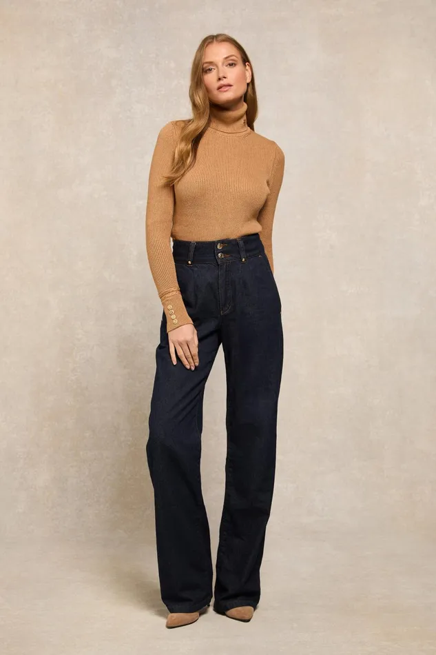 Holland Cooper Jeans Women Tailored Wide Leg Jean Deep Indigo