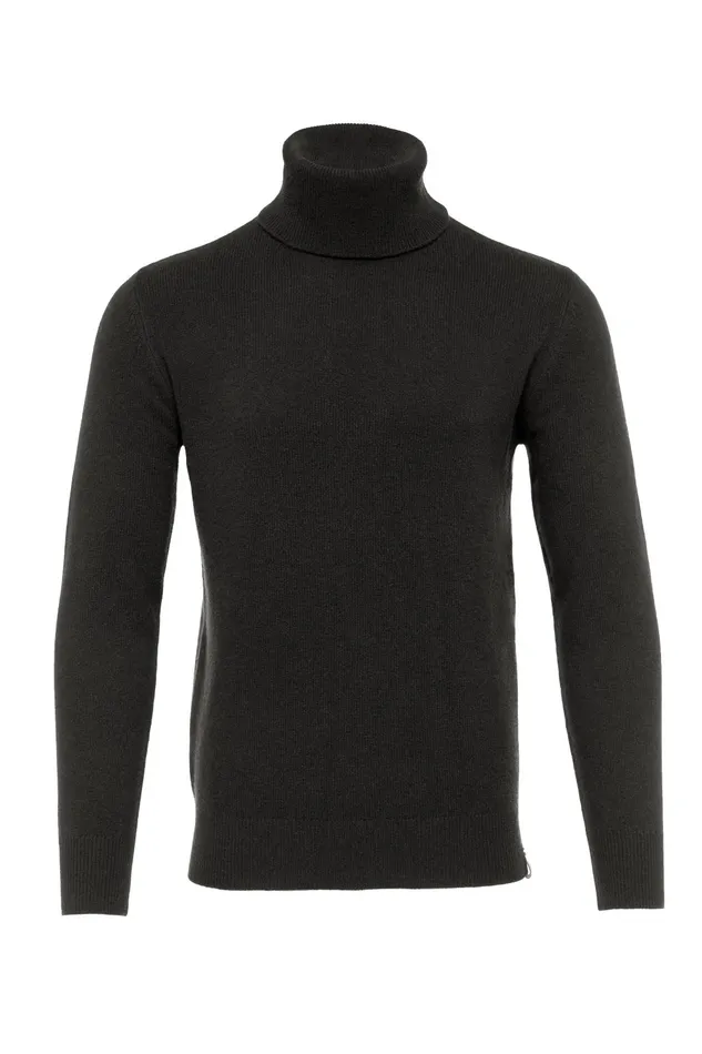 Holland Cooper Knitwear Men Byron Roll Neck Knit Charcoal