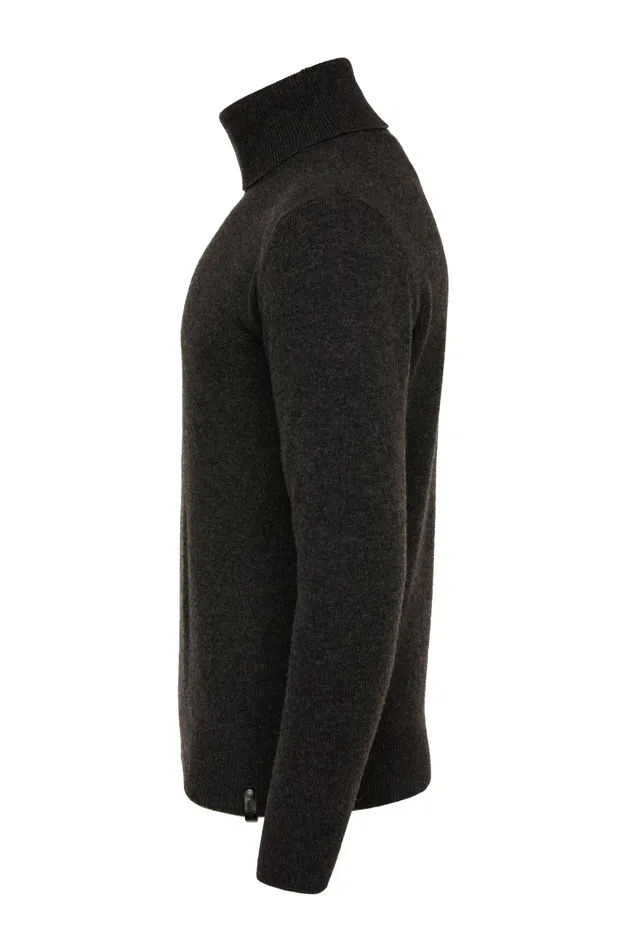 Holland Cooper Knitwear Men Byron Roll Neck Knit Charcoal