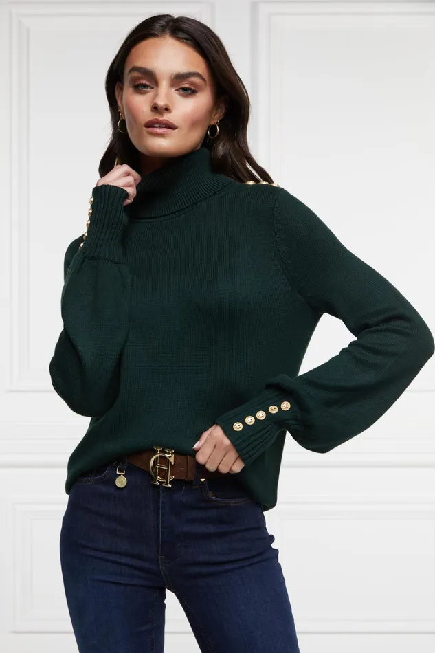 Holland Cooper Knitwear Women Chamonix Roll Neck Knit Emerald