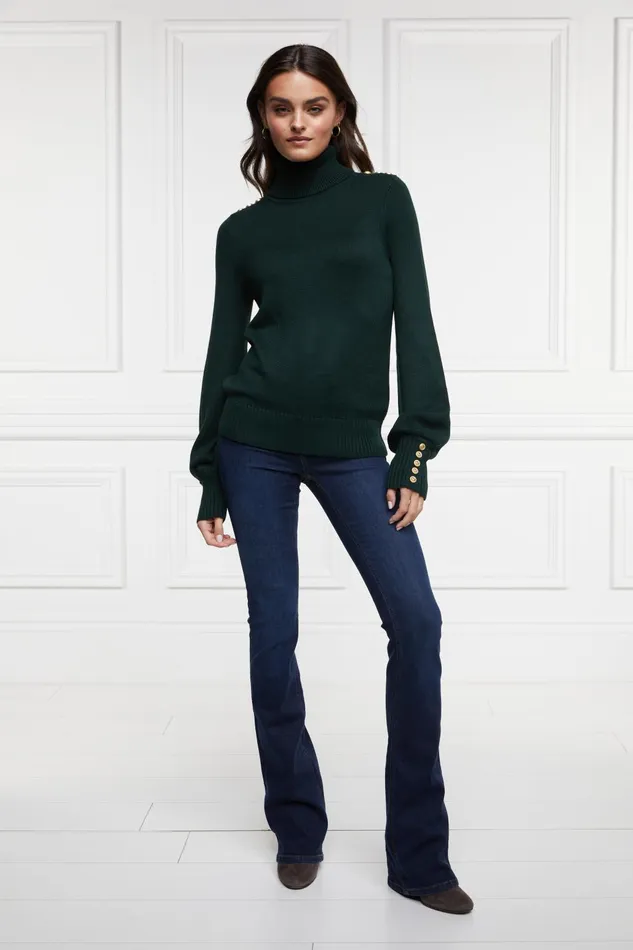 Holland Cooper Knitwear Women Chamonix Roll Neck Knit Emerald Holland Cooper Knitwear Women Chamonix Roll Neck Knit Emerald