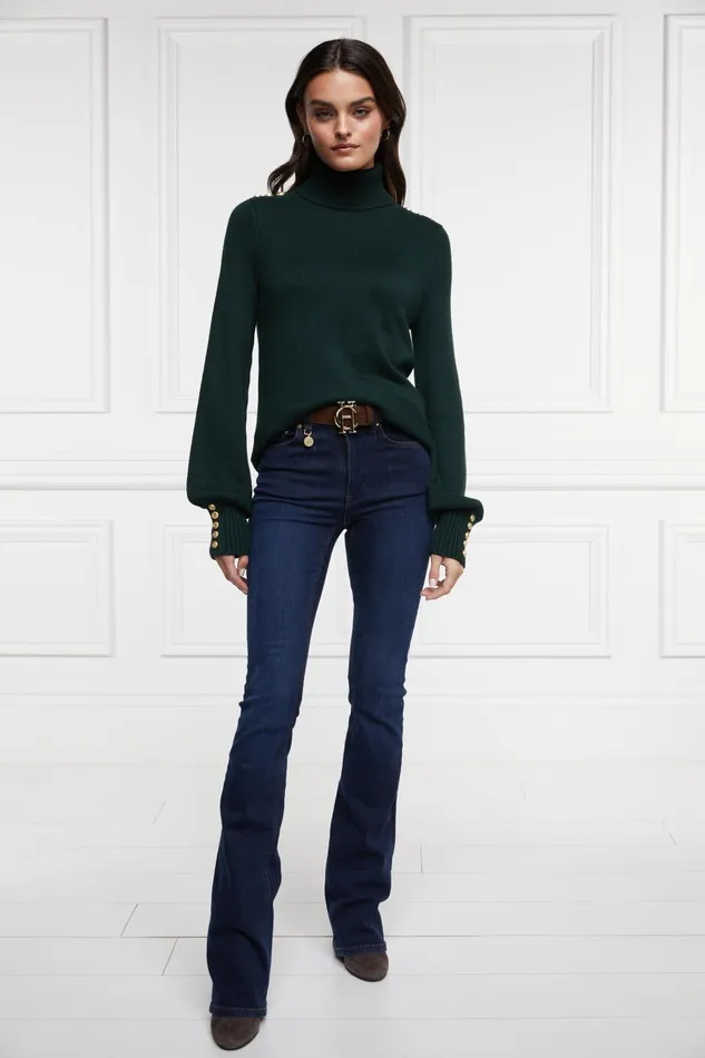 Holland Cooper Knitwear Women Chamonix Roll Neck Knit Emerald Holland Cooper Knitwear Women Chamonix Roll Neck Knit Emerald