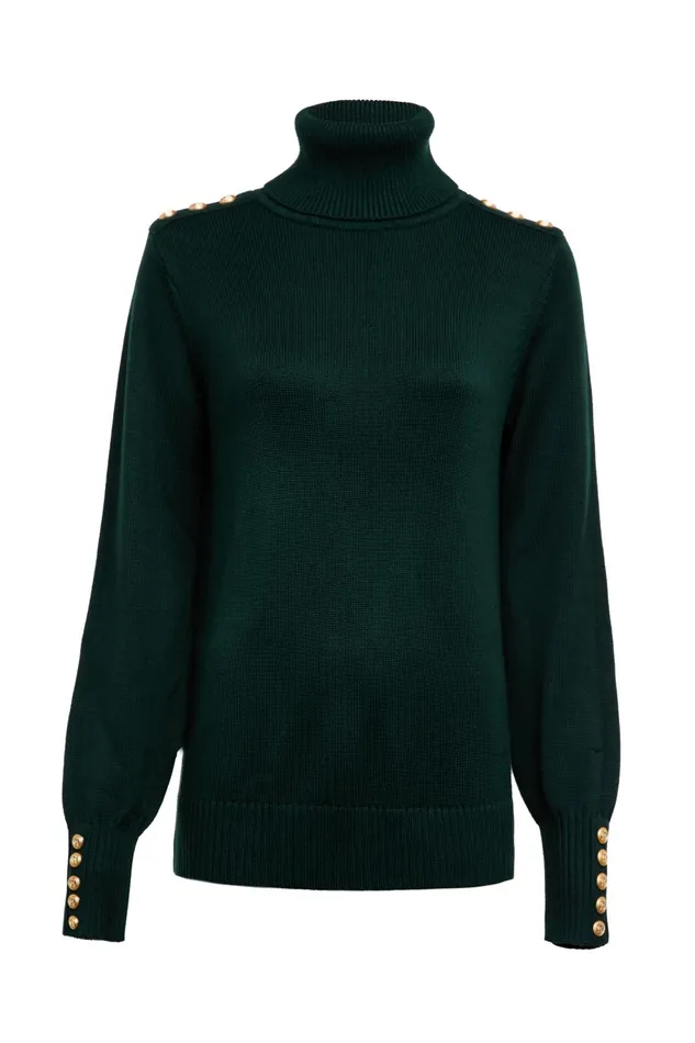 Holland Cooper Knitwear Women Chamonix Roll Neck Knit Emerald Holland Cooper Knitwear Women Chamonix Roll Neck Knit Emerald