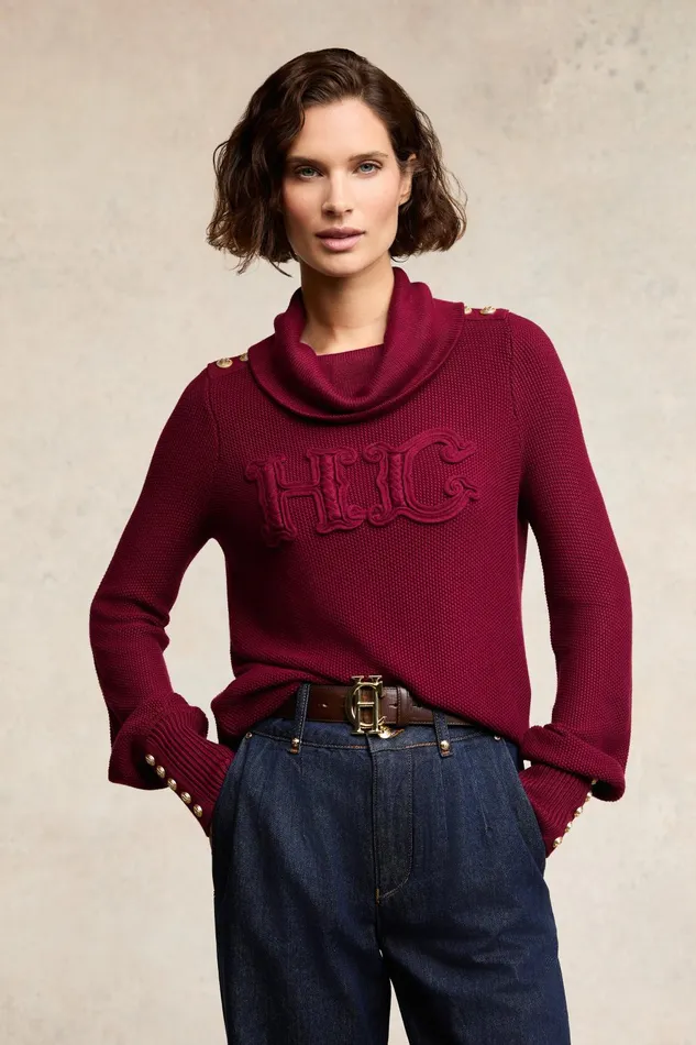 Holland Cooper Knitwear Women Daisy Roll Neck Knit Wine