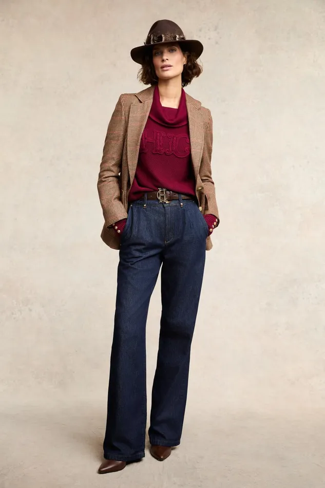 Holland Cooper Knitwear Women Daisy Roll Neck Knit Wine Holland Cooper Knitwear Women Daisy Roll Neck Knit Wine