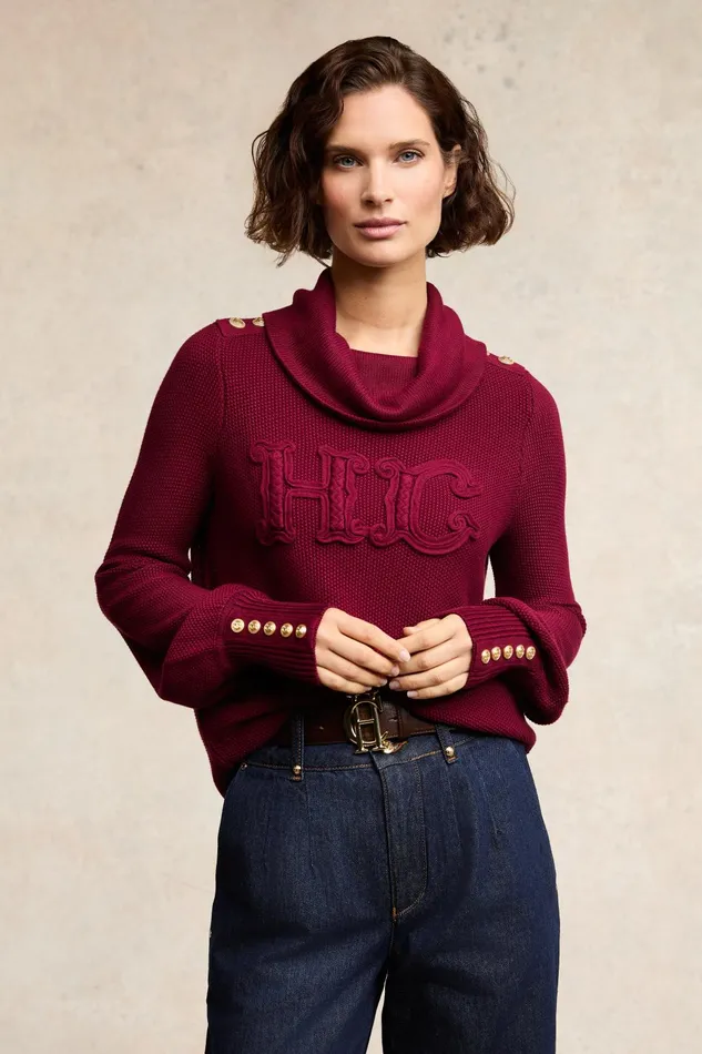 Holland Cooper Knitwear Women Daisy Roll Neck Knit Wine Holland Cooper Knitwear Women Daisy Roll Neck Knit Wine