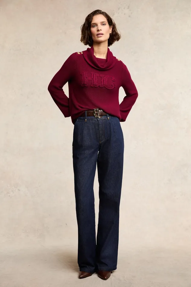 Holland Cooper Knitwear Women Daisy Roll Neck Knit Wine Holland Cooper Knitwear Women Daisy Roll Neck Knit Wine