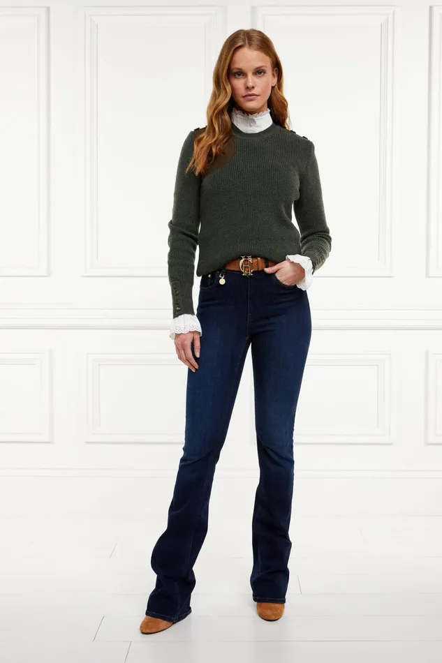 Holland Cooper Knitwear Women Heritage Crew Neck Knit Forest Marl Holland Cooper Knitwear Women Heritage Crew Neck Knit Forest Marl