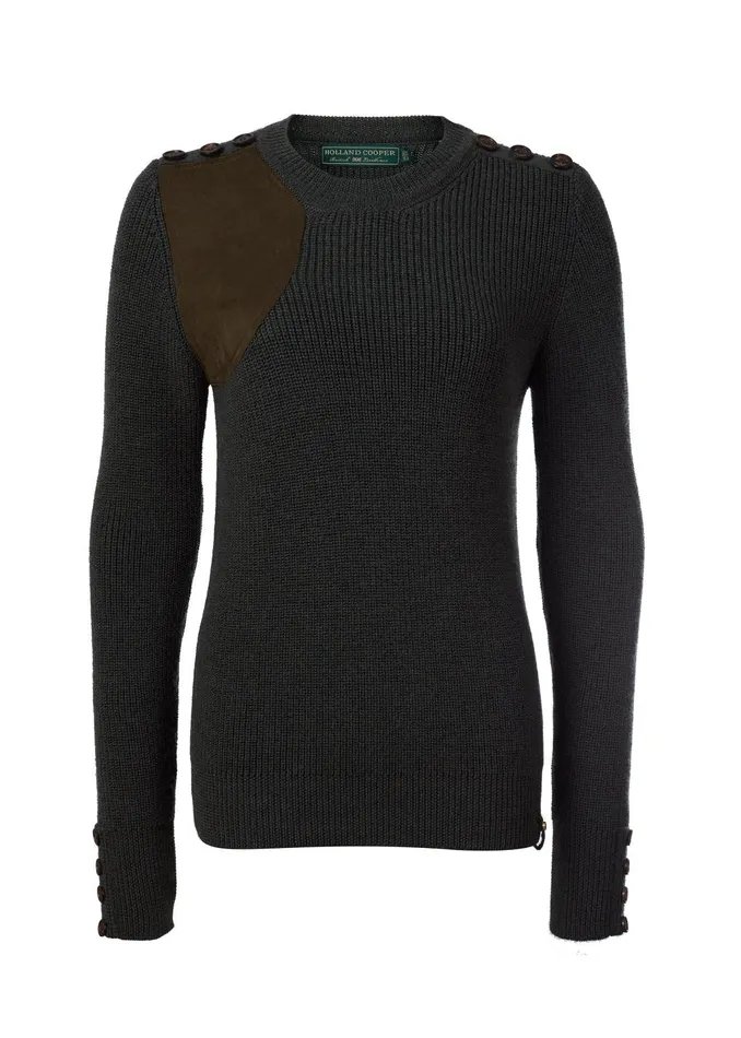 Holland Cooper Knitwear Women Heritage Crew Neck Knit Forest Marl Holland Cooper Knitwear Women Heritage Crew Neck Knit Forest Marl