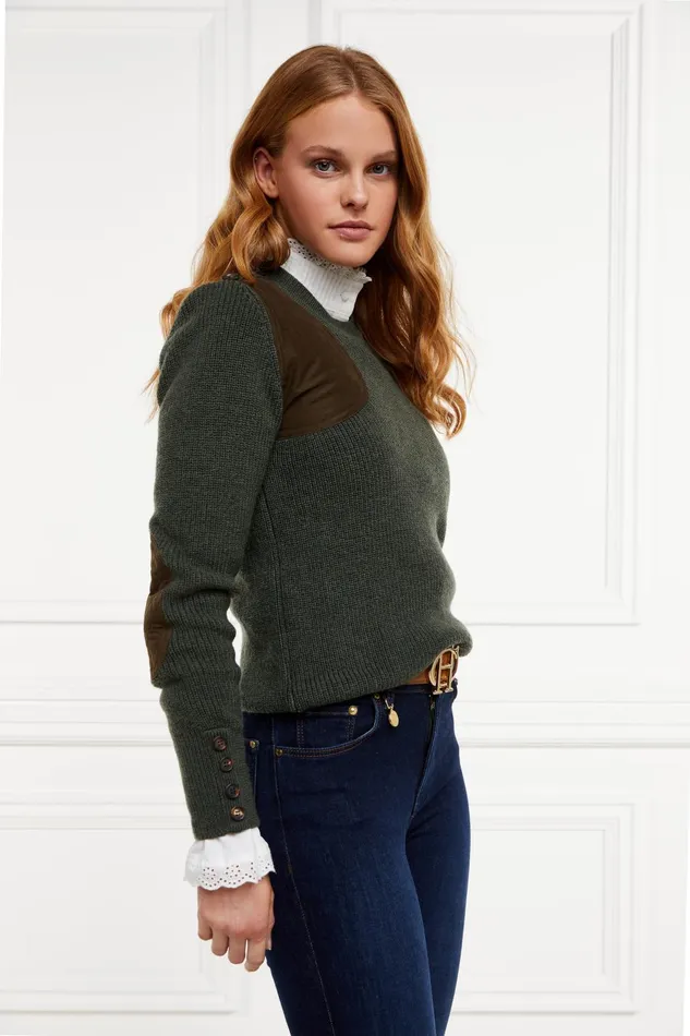 Holland Cooper Knitwear Women Heritage Crew Neck Knit Forest Marl Holland Cooper Knitwear Women Heritage Crew Neck Knit Forest Marl
