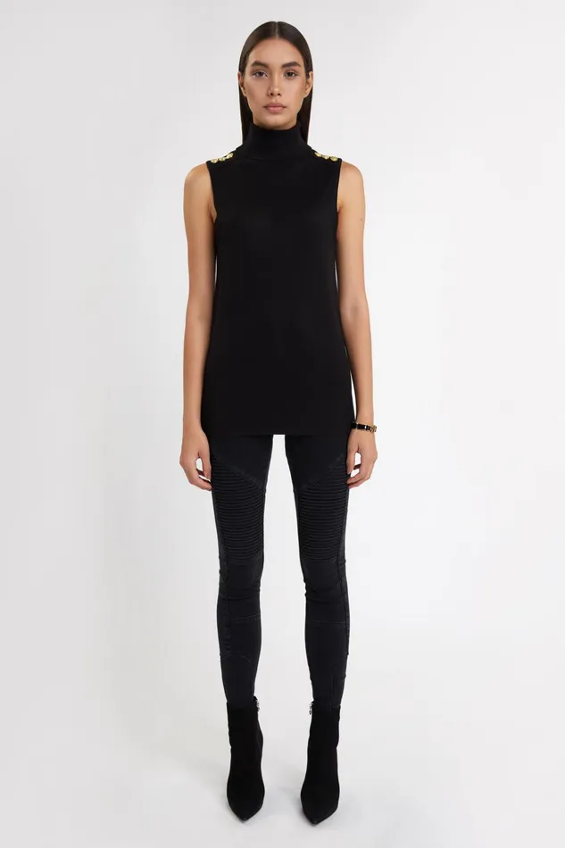 Holland Cooper Knitwear Women Luxury Sleeveless Roll Neck Black Holland Cooper Knitwear Women Luxury Sleeveless Roll Neck Black