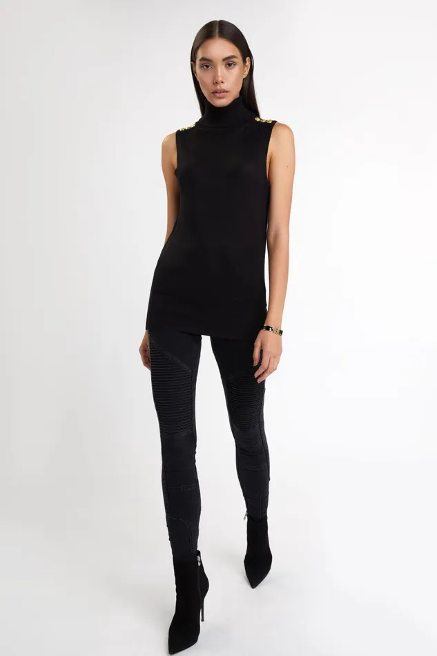 Holland Cooper Knitwear Women Luxury Sleeveless Roll Neck Black Holland Cooper Knitwear Women Luxury Sleeveless Roll Neck Black