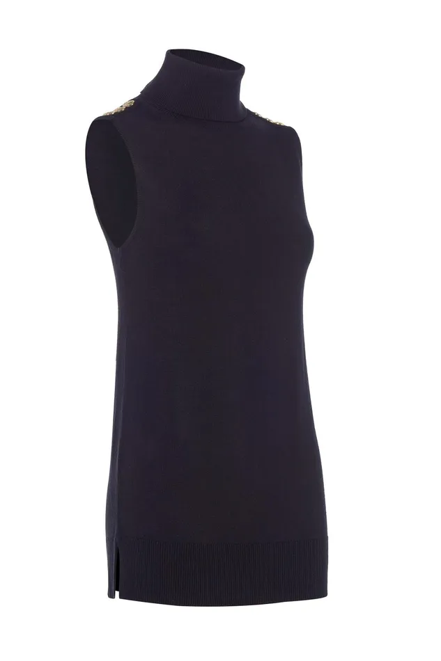 Holland Cooper Knitwear Women Luxury Sleeveless Roll Neck Black Holland Cooper Knitwear Women Luxury Sleeveless Roll Neck Black