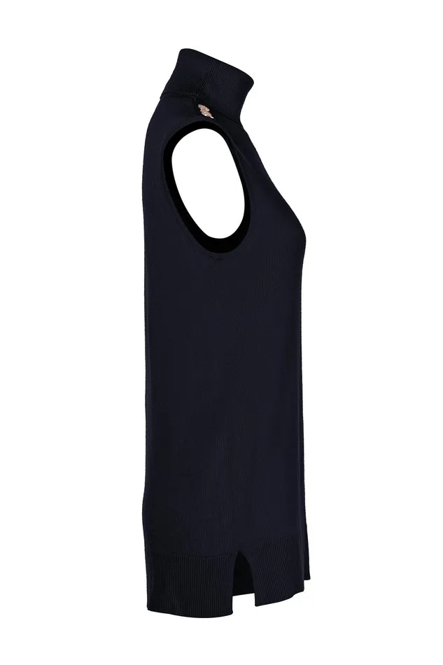 Holland Cooper Knitwear Women Luxury Sleeveless Roll Neck Black Holland Cooper Knitwear Women Luxury Sleeveless Roll Neck Black