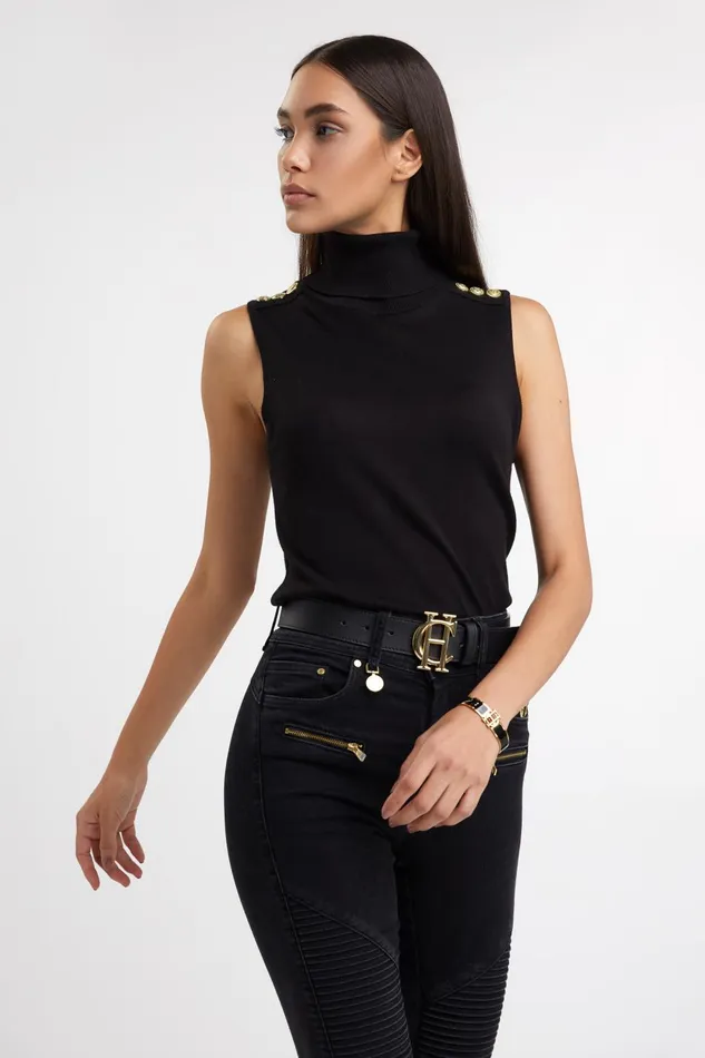 Holland Cooper Knitwear Women Luxury Sleeveless Roll Neck Black Holland Cooper Knitwear Women Luxury Sleeveless Roll Neck Black