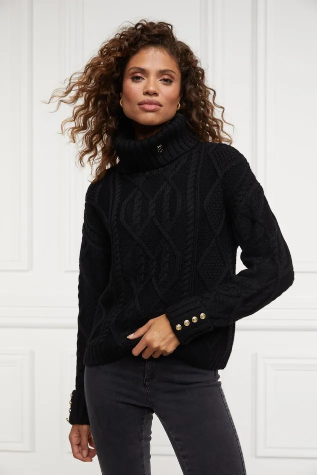 Holland Cooper Knitwear Women Noveli Cable Knit Black Holland Cooper Knitwear Women Noveli Cable Knit Black