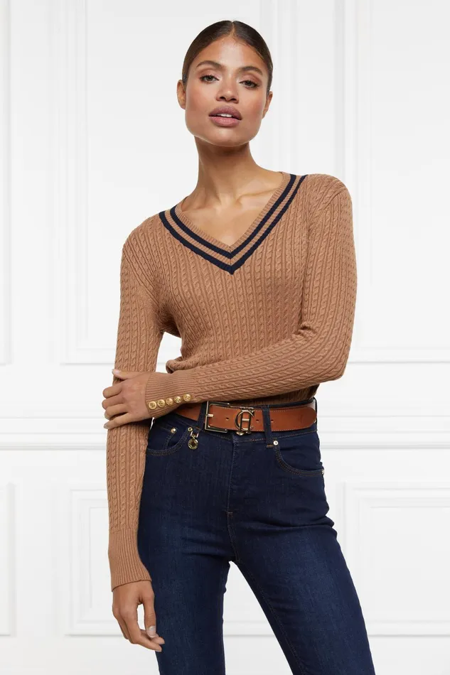 Holland Cooper Knitwear Women Zoe Knit Dark Camel Marl