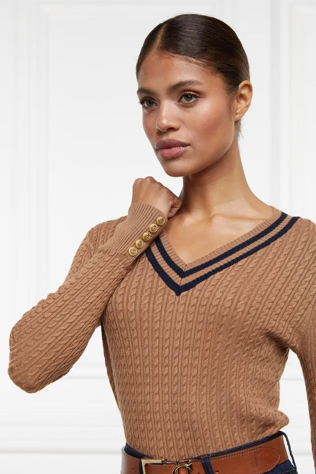 Holland Cooper Knitwear Women Zoe Knit Dark Camel Marl Holland Cooper Knitwear Women Zoe Knit Dark Camel Marl