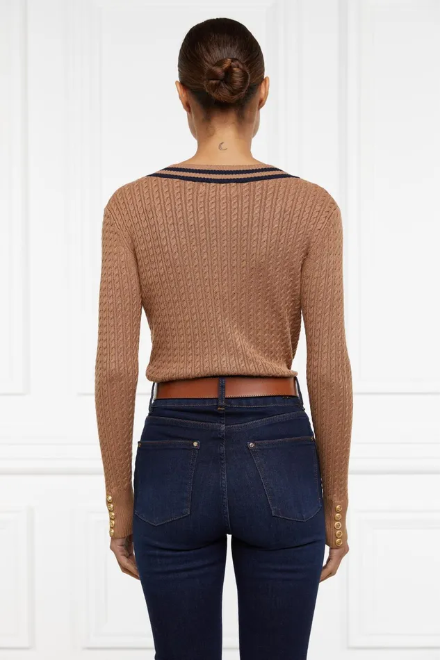 Holland Cooper Knitwear Women Zoe Knit Dark Camel Marl Holland Cooper Knitwear Women Zoe Knit Dark Camel Marl