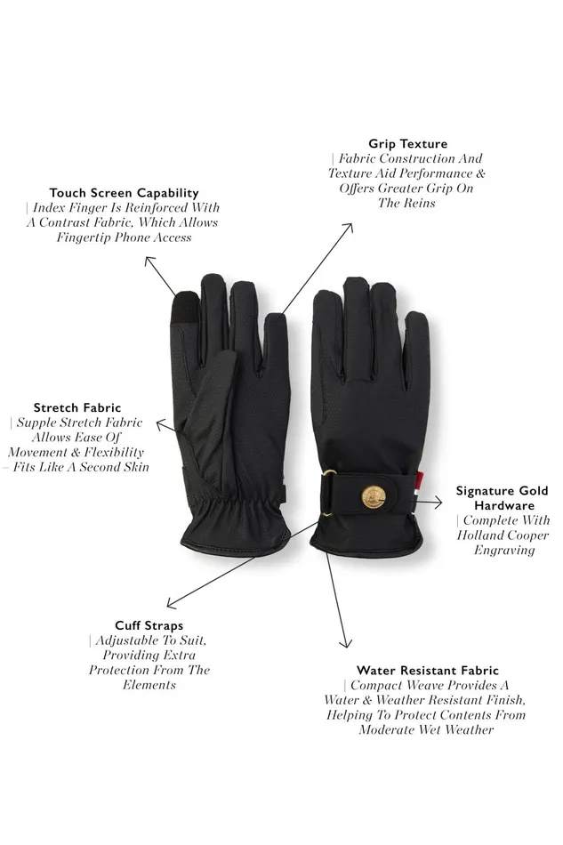 Holland Cooper Riding Gloves Women Riding Glove Black