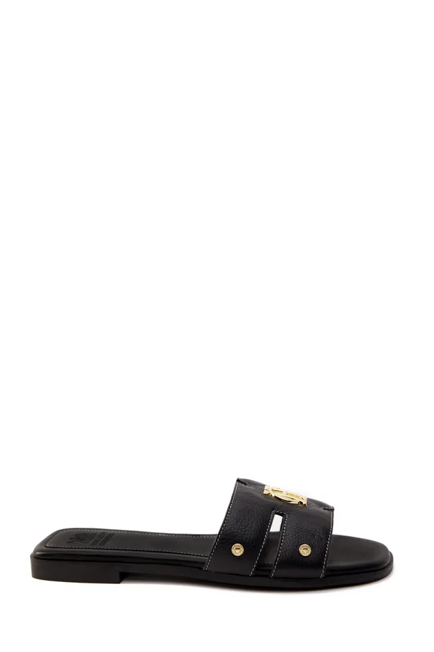 Holland Cooper Sandals and Slides Women Monogram Slides Black Leather
