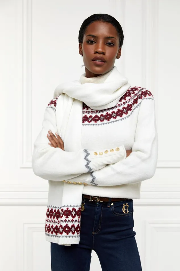Holland Cooper Scarves Women Jennifer Fairisle Scarf Natural Holland Cooper Scarves Women Jennifer Fairisle Scarf Natural