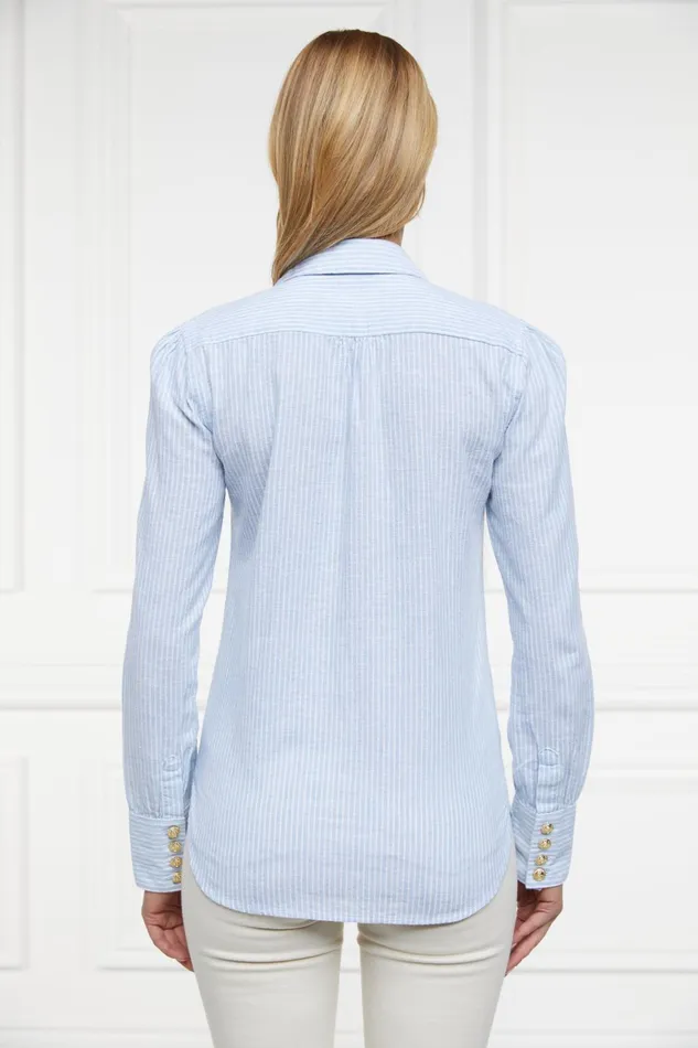 Holland Cooper Shirts and Blouses Women Classic VNeck Blouse Azure Stripe Holland Cooper Shirts and Blouses Women Classic VNeck Blouse Azure Stripe