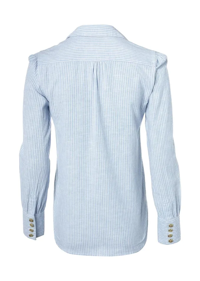 Holland Cooper Shirts and Blouses Women Classic VNeck Blouse Azure Stripe Holland Cooper Shirts and Blouses Women Classic VNeck Blouse Azure Stripe