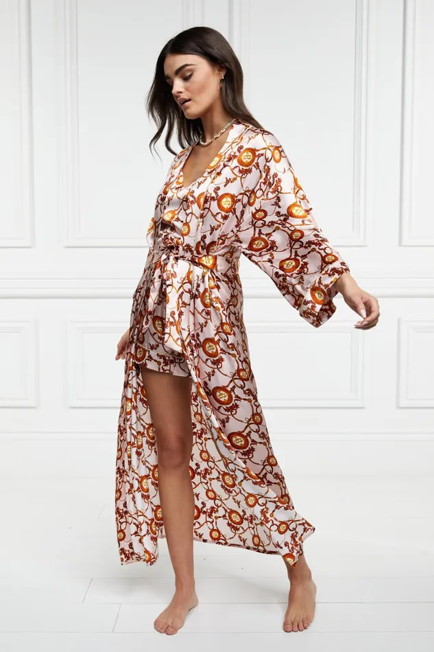 Holland Cooper Sleepwear Women Silk Full Length Dressing Gown Blush Holland Cooper Sleepwear Women Silk Full Length Dressing Gown Blush