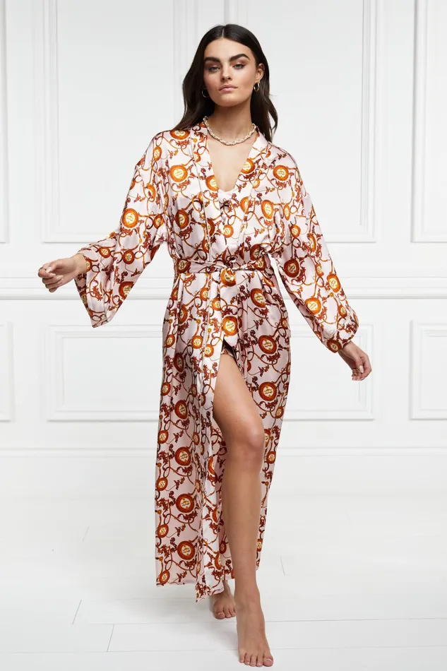 Holland Cooper Sleepwear Women Silk Full Length Dressing Gown Blush Holland Cooper Sleepwear Women Silk Full Length Dressing Gown Blush
