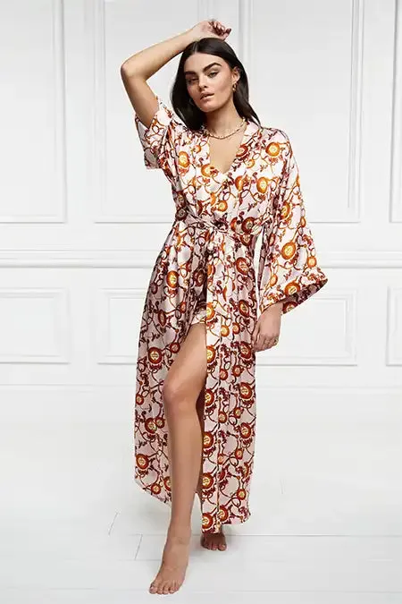 Holland Cooper Sleepwear Women Silk Full Length Dressing Gown Blush Holland Cooper Sleepwear Women Silk Full Length Dressing Gown Blush