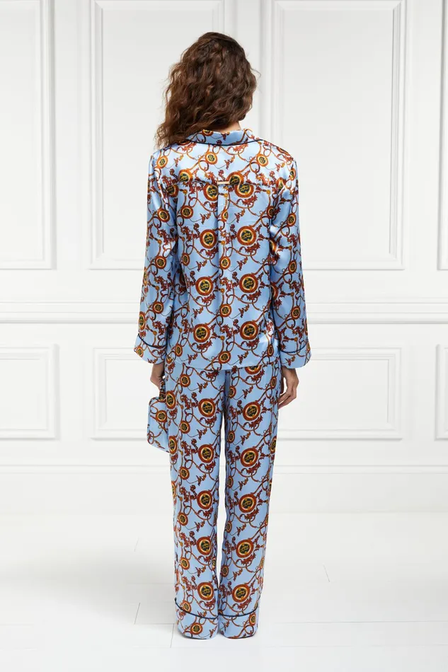 Holland Cooper Sleepwear Women Silk Pyjama Trouser Sky Blue