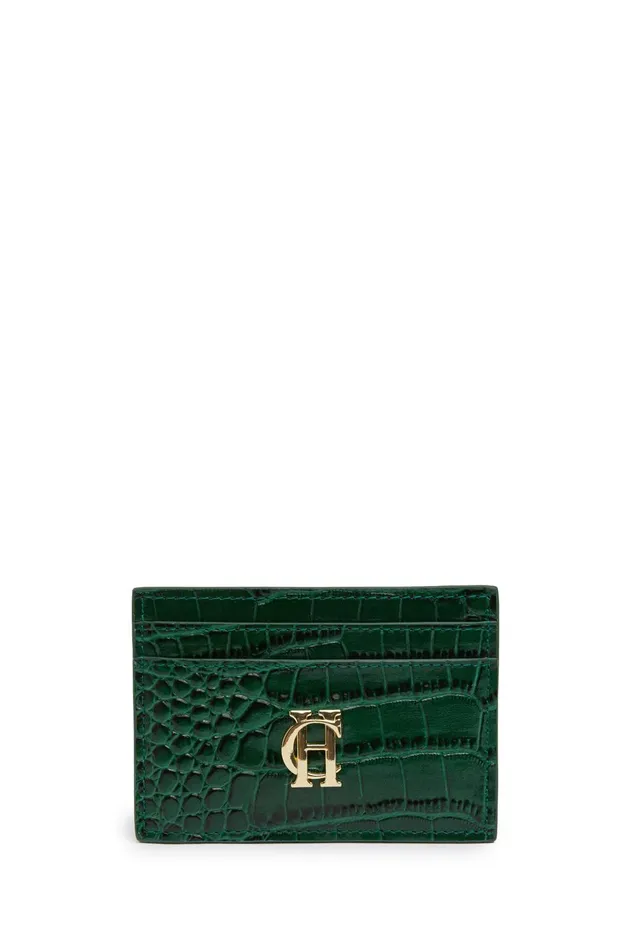 Holland Cooper Small Leather Goods WomenMen Chelsea Card Holder Emerald Croc