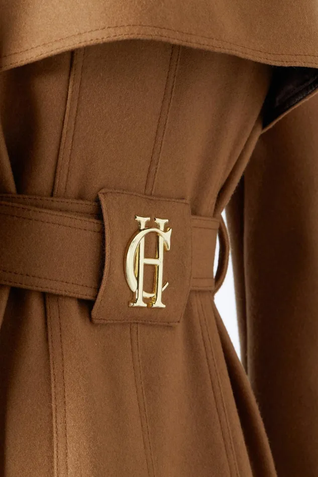 Holland Cooper Tailoring Women Full Length Chelsea Trench Coat Dark Camel