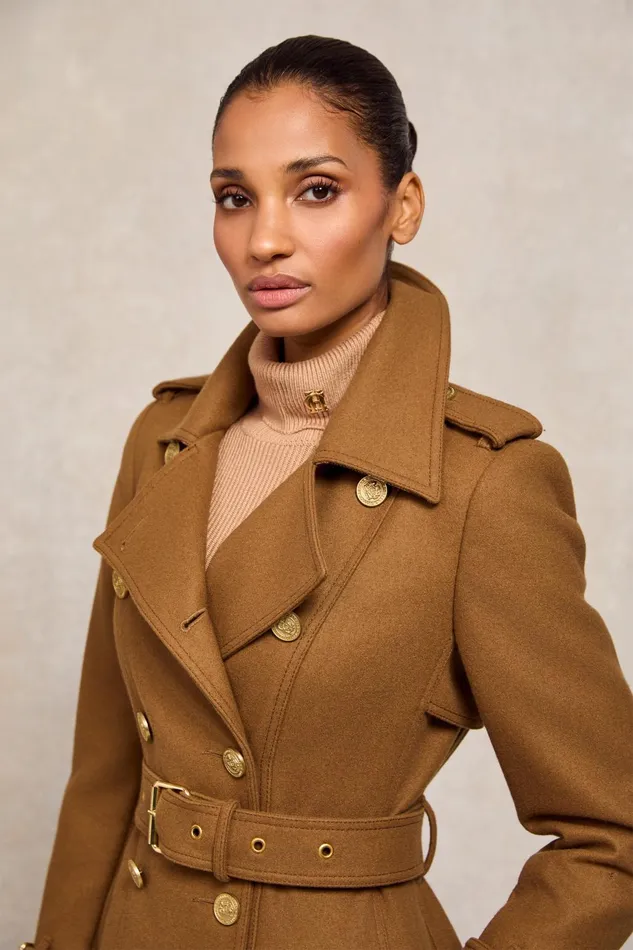 Holland Cooper Tailoring Women Full Length Chelsea Trench Coat Dark Camel