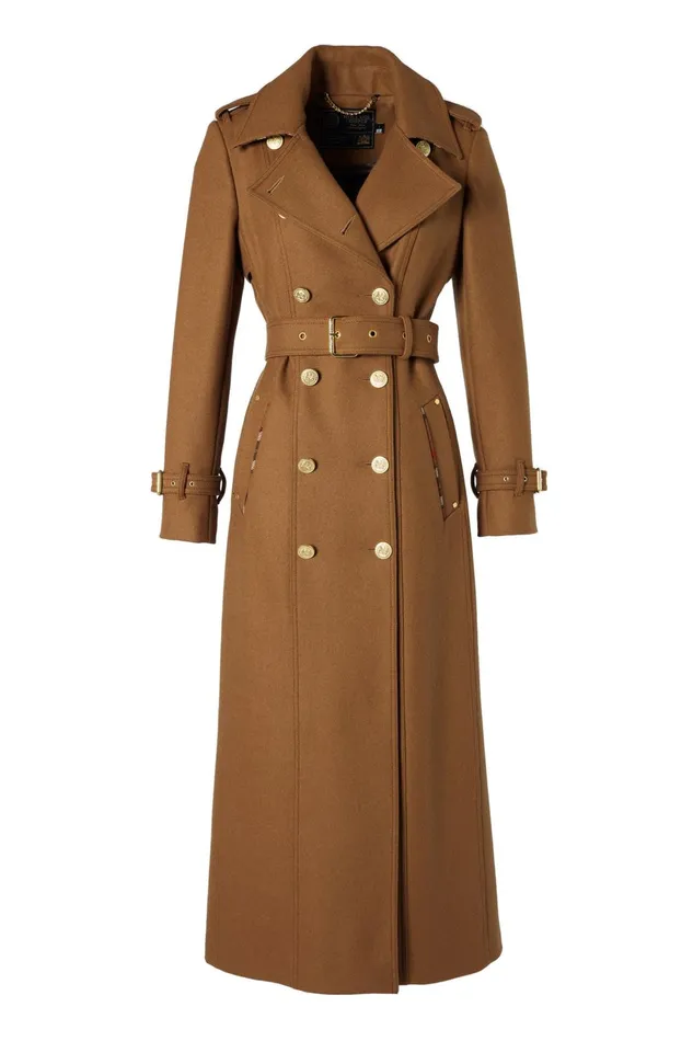 Holland Cooper Tailoring Women Full Length Chelsea Trench Coat Dark Camel