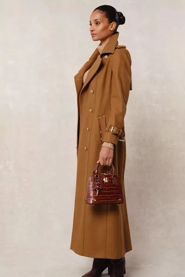 Holland Cooper Tailoring Women Full Length Chelsea Trench Coat Dark Camel