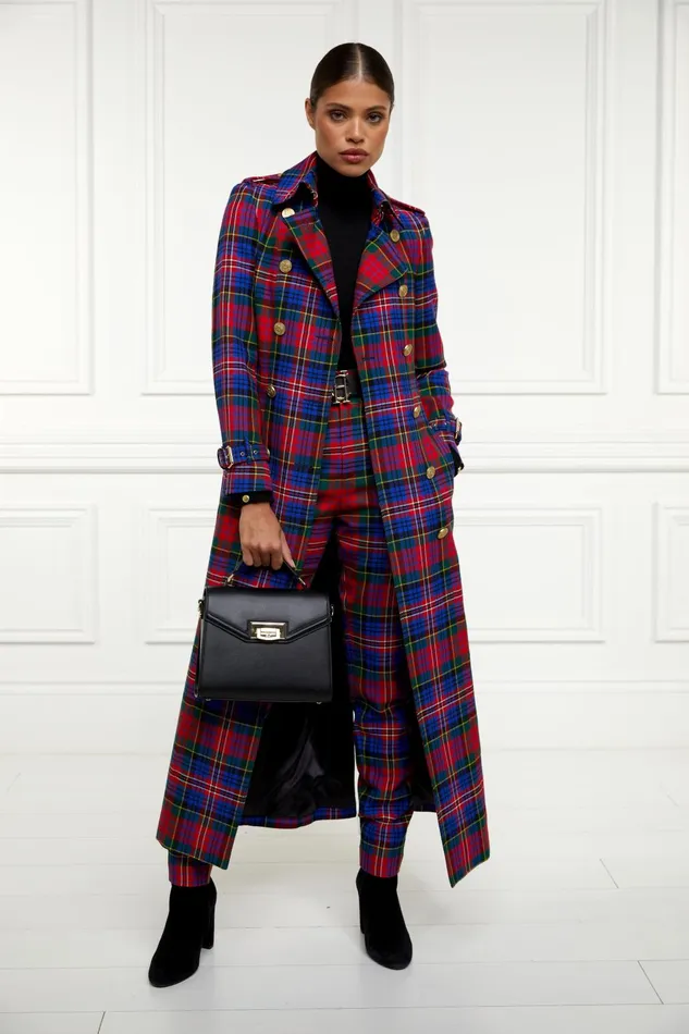 Holland Cooper Tailoring Women Full Length Marlborough Trench Coat Macpherson Tartan