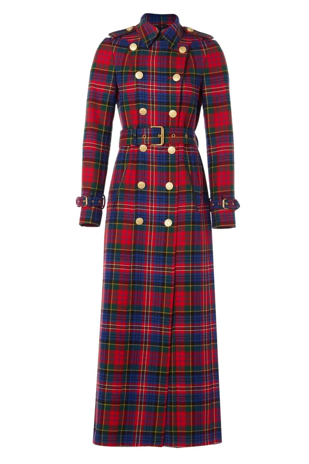 Holland Cooper Tailoring Women Full Length Marlborough Trench Coat Macpherson Tartan