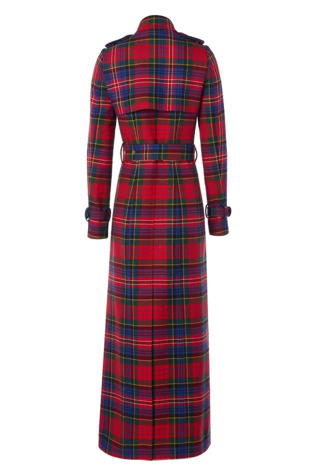 Holland Cooper Tailoring Women Full Length Marlborough Trench Coat Macpherson Tartan